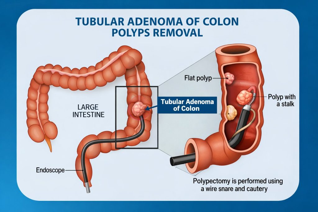 Tubular adenoma of the colon polyps removal