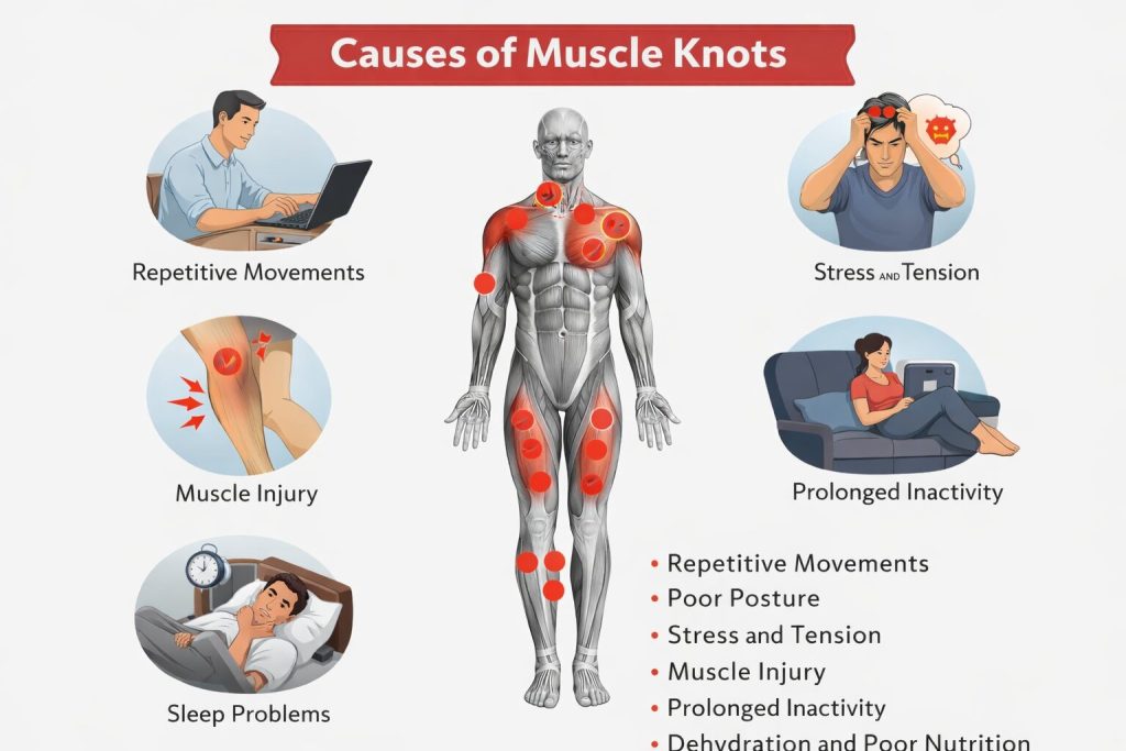 Causes of muscle knots infographic