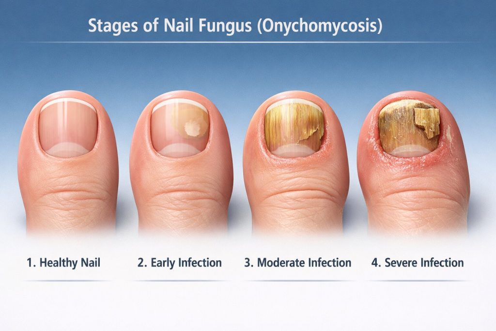 Stages of nail fungus progression