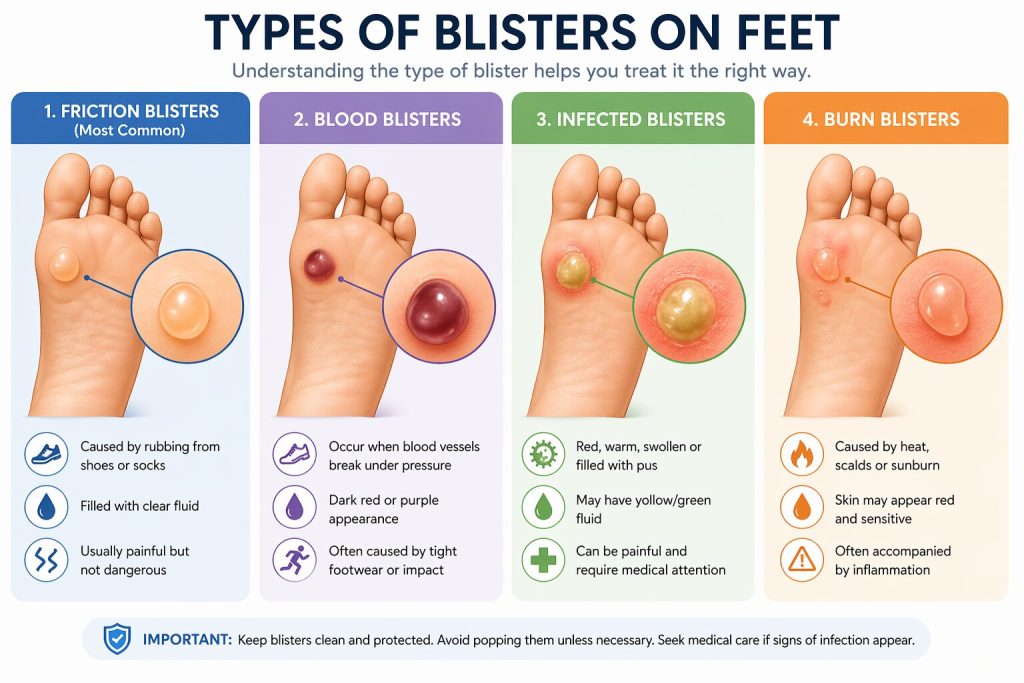 Tipos de ampollas en los pies